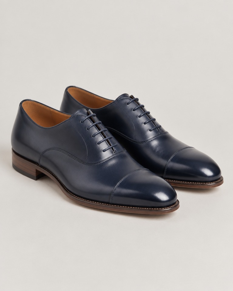 Polirane kožne oxford cipele · Tamnoplave