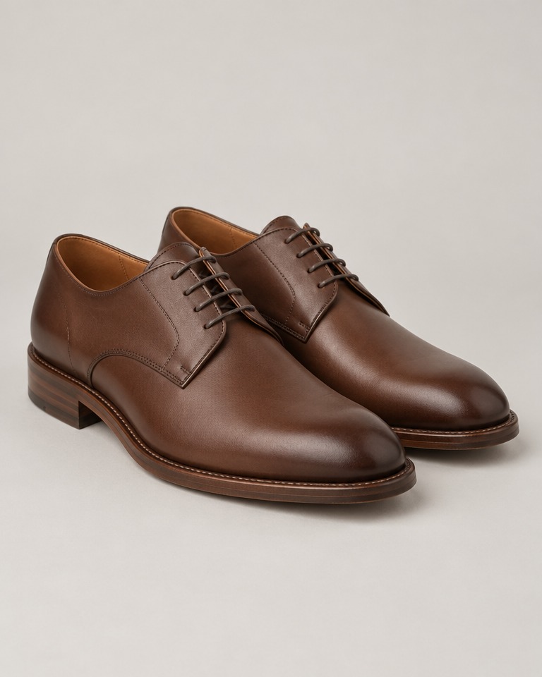 Matte leather derby shoes · brown