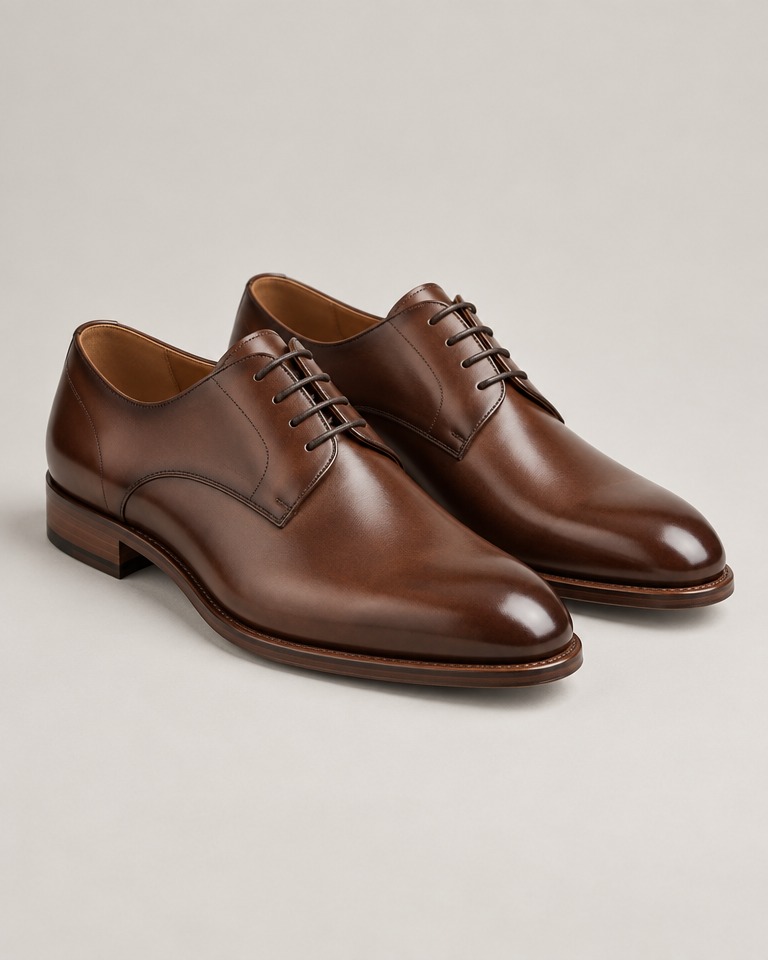 Polished leather derby shoes · brown