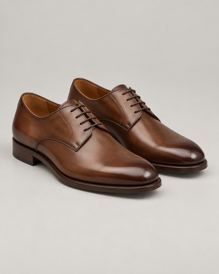 Burnished leather derby shoes · brown