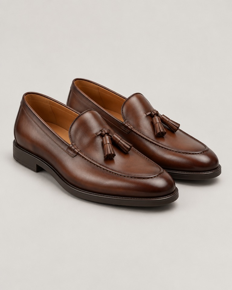 Polished tassel loafers · brown