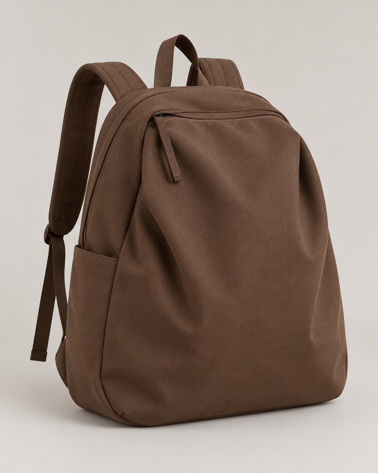 Large slouchy recycled polyester backpack · brown