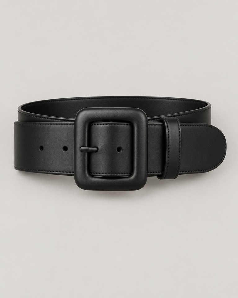 Wide faux leather belt · black