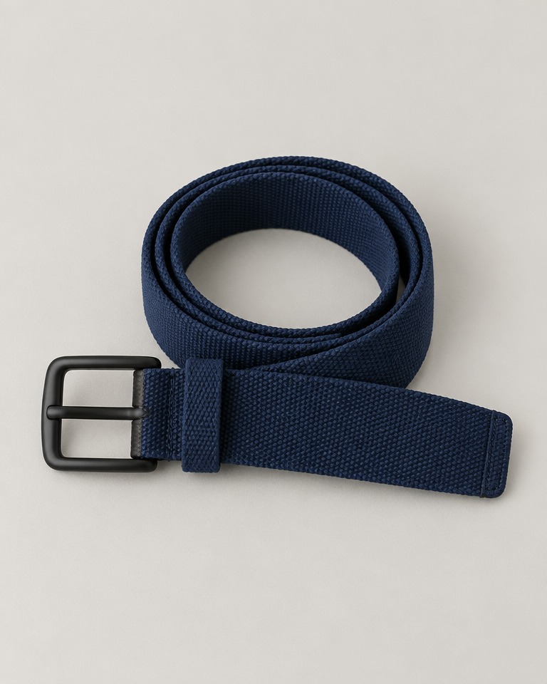 Canvas belt with black buckle · navy