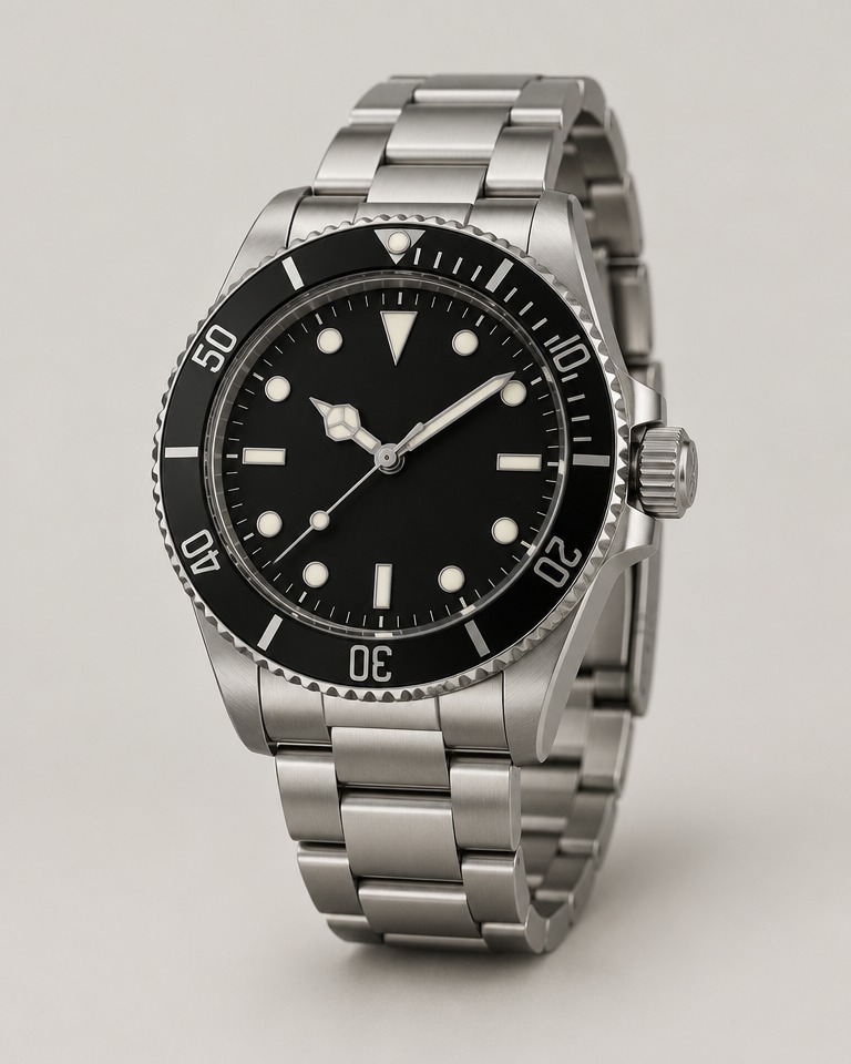 Diver-style stainless steel watch · black
