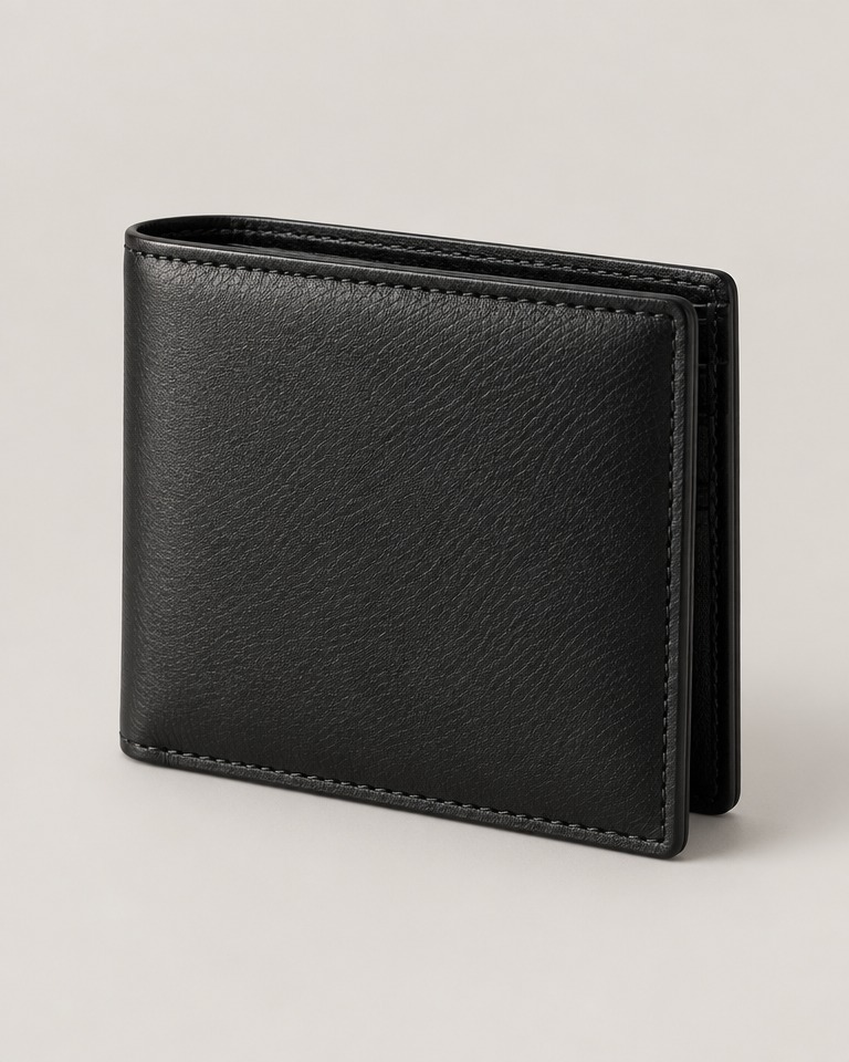 Faux leather bifold wallet · black